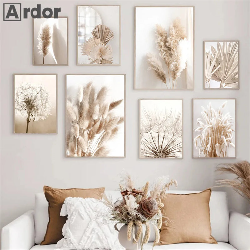 affiches de fleurs séchées en toile pour décoration murale