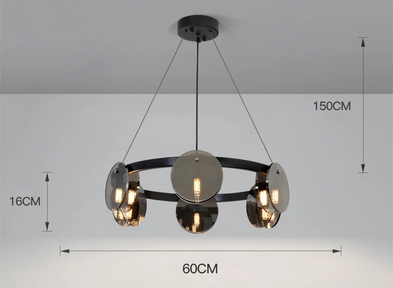 Suspension en verre noir moderne