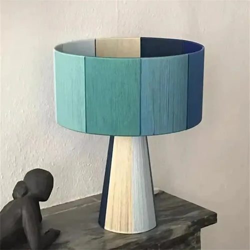 Boho-Tischlampe aus farbiger Baumwollkordel handgefertigt - vue 3 sur 11