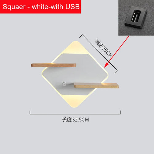 Applique murale led nordique avec étagère et chargeur usb - vue 9 sur 18