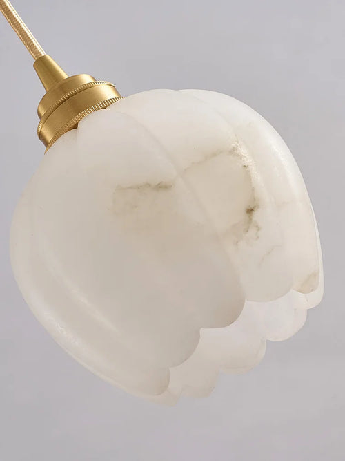 Nordische Pendelleuchte aus Marmor und Kupfer im minimalistischen Design - vue 6 sur 9