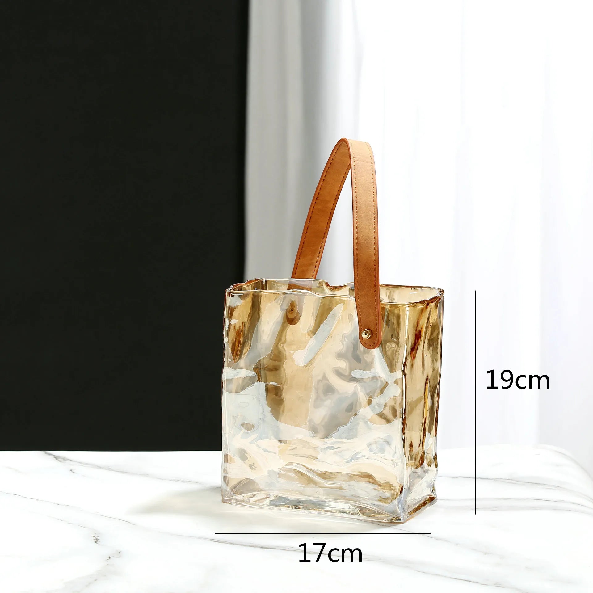 vase en verre transparent texture froissée pour fleurs et terrarium - vue 11 sur 13