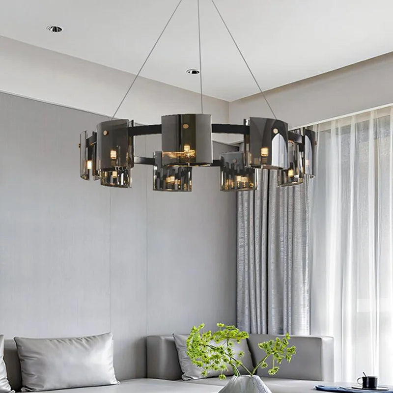 lustre moderne en verre fumé pour une décoration élégante - vue 4 sur 16