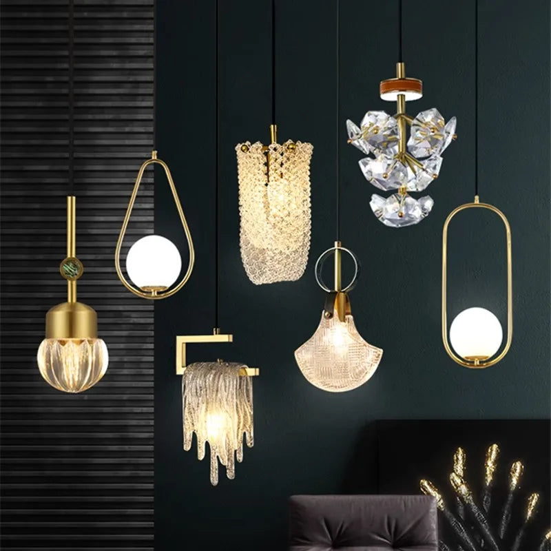 suspension en verre cristal art déco avec éclairage led - vue 5 sur 25
