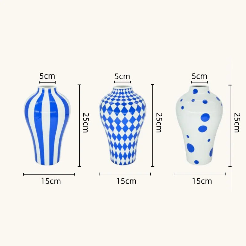 vase en céramique motif géométrique pour décoration florale artisanale - vue 6 sur 9