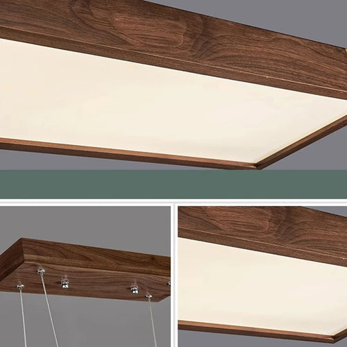 Lustre bois led suspendu au design moderne - vue 7 sur 12