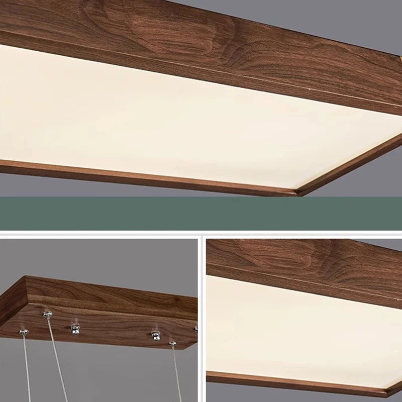 Lustre led modernes design bois foncé pour décoration intérieure