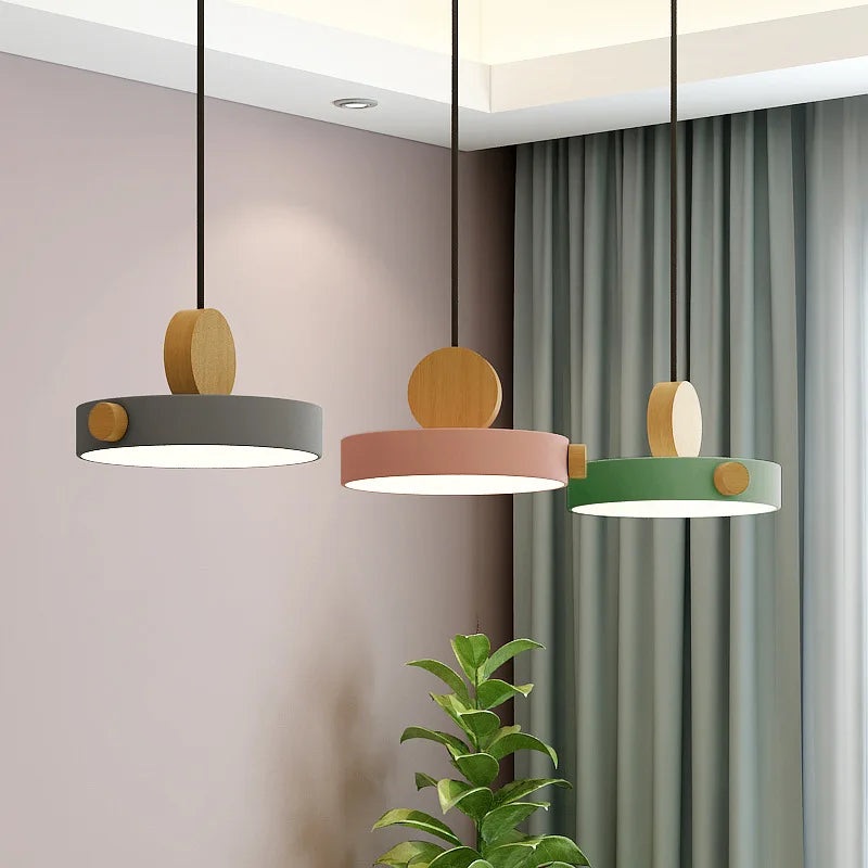 LED Iron Pendant Light for Dining Room, Round Disc, Long Strip, Bedside Nightlight, Study Living Room, Simple Decor, Coffee Bar - vue 3 sur 14