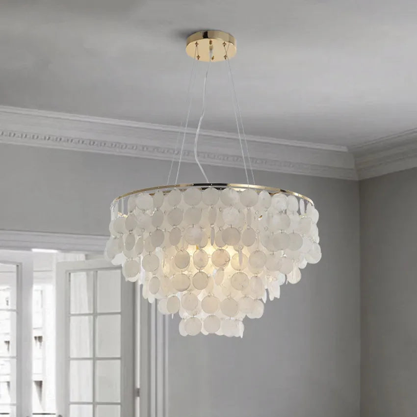 Éclairage de lustre de coquille de luxe moderne pour les luminaires suspendus de salon de Restaurant or/Chrome éclairage à la maison romantique - vue 6 sur 16