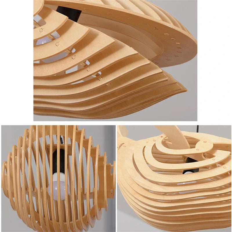 Suspension d'art en bois moderne lampe en bois de baleine - vue 6 sur 8