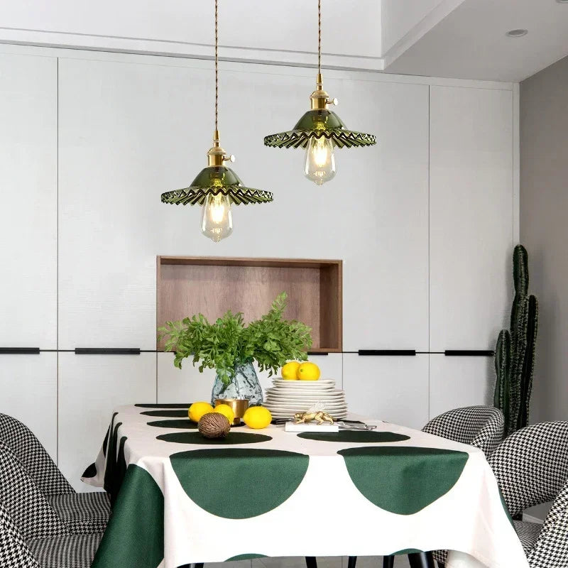lustre rétro en verre transparent pour restaurants et cafés