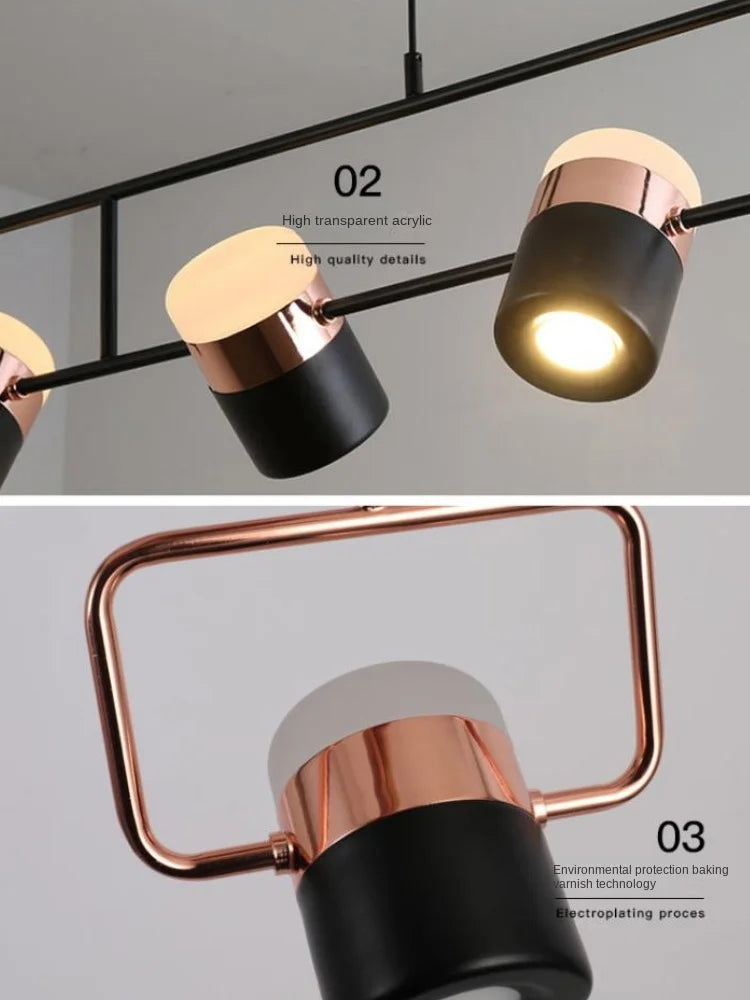 Nordic Designer Strip Restaurant Chandelier Minimalist Creative Bar Table Lamp, Bedroom Bedside Decoration Small GU10 Chandelier - vue 6 sur 14