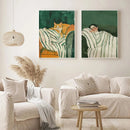 femme chat abstrait art mural pour décoration moderne