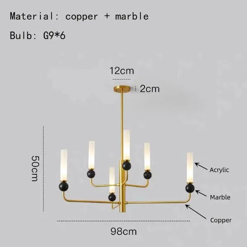 suspension en marbre et cuivre pour éclairage intérieur moderne