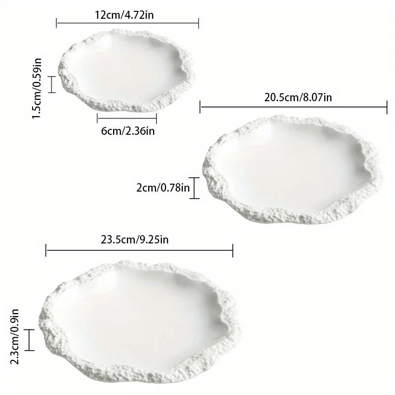 Plateau ceramique motif roche style western peu profond