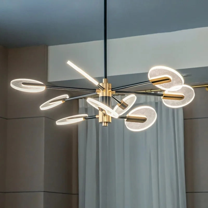 lustre nordique en fer avec led rotative créative - vue 5 sur 9