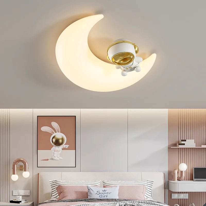 Cartoon Children's Ceiling Lamp Bedroom Ceiling Light Astronaut Star Cloud Moon Lights for Girl Boy Student Baby Room Lighting - vue 4 sur 9