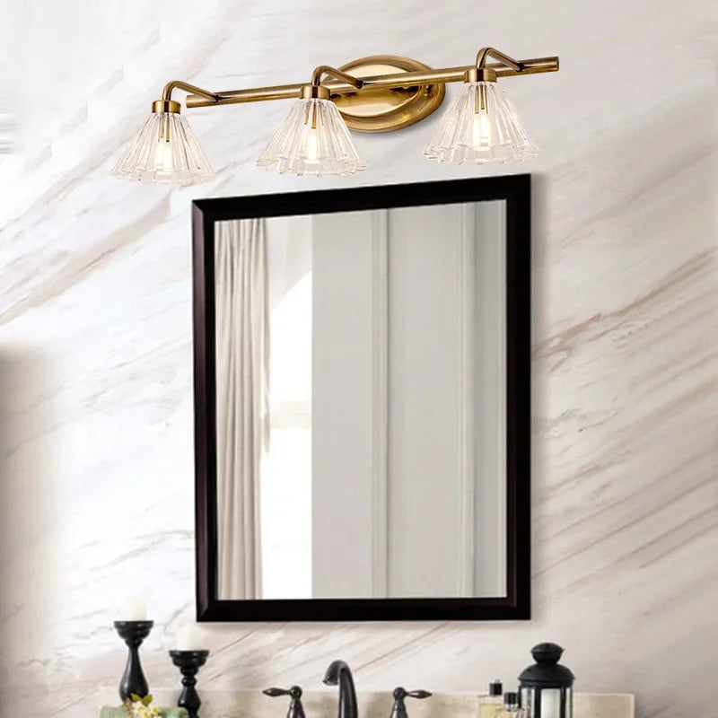 Vintage applique murale LED lumière Bronze clair abat-jour applique salle de bain lampe 2 têtes 4 têtes pour miroir couvercle en verre lumière intérieure - vue 5 sur 8
