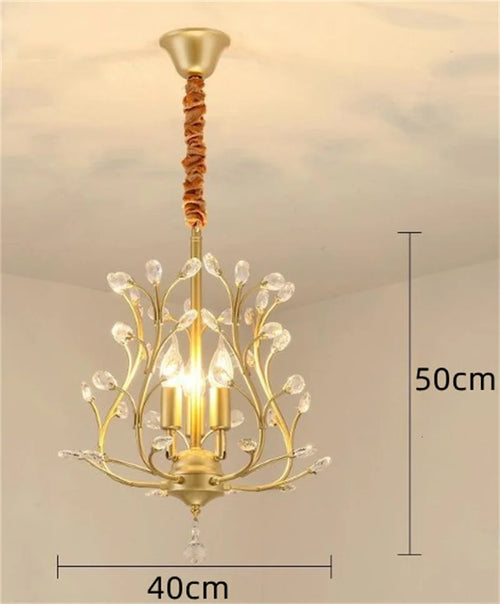 lustre vintage en cristal à quatre branches pour éclairage élégant