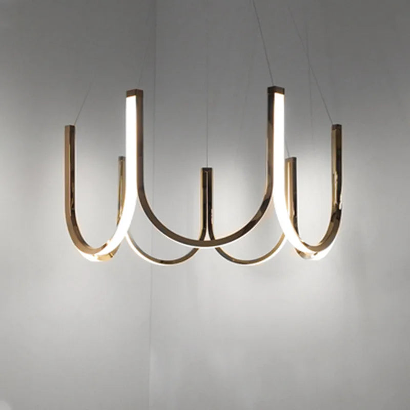 suspension lumières led en forme de u nordique créatif postmoderne - vue 2 sur 13