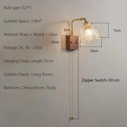Japanische Vintage-Wandleuchte aus Holz Minimalistische LED-Lampe