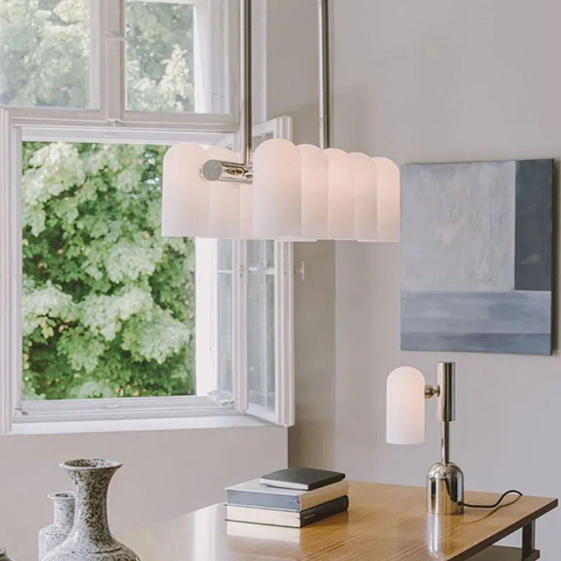 lustre led en verre style art déco éclairage moderne suspendu - vue 4 sur 13