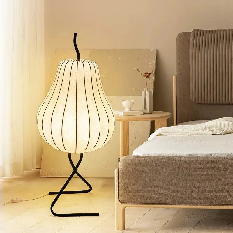 lampadaire en soie japonaise design wabi sabi pour décoration intérieure créative - vue 3 sur 8