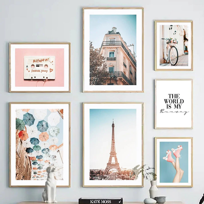 décoration murale nordique london paris parapluie pour fille