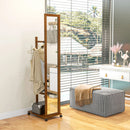 HOMCOM full body mirror with wheels bar shelf 35,5x49,5x167,8 cm Walnut