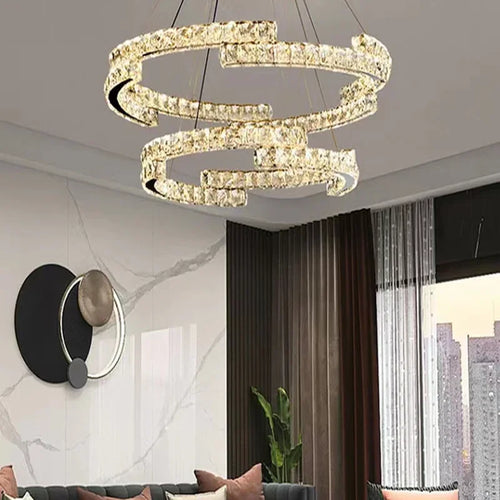 Moderner LED-Kronleuchter aus Kristall mit elegantem Design für den Innenbereich - vue 3 sur 13