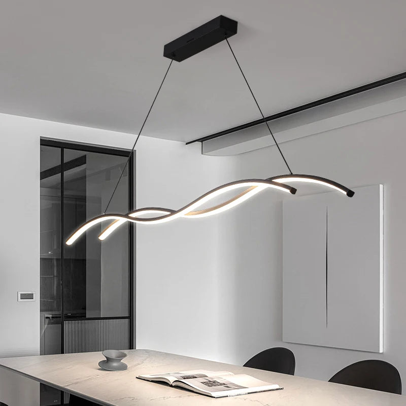 Modern minimalist dining room LED chandelier, living room, study room, bedroom, bar, interior decoration lighting chandelier - vue 4 sur 11