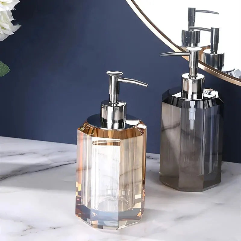 distributeur de savon liquide en cristal transparent pour salle de bain - vue 5 sur 20