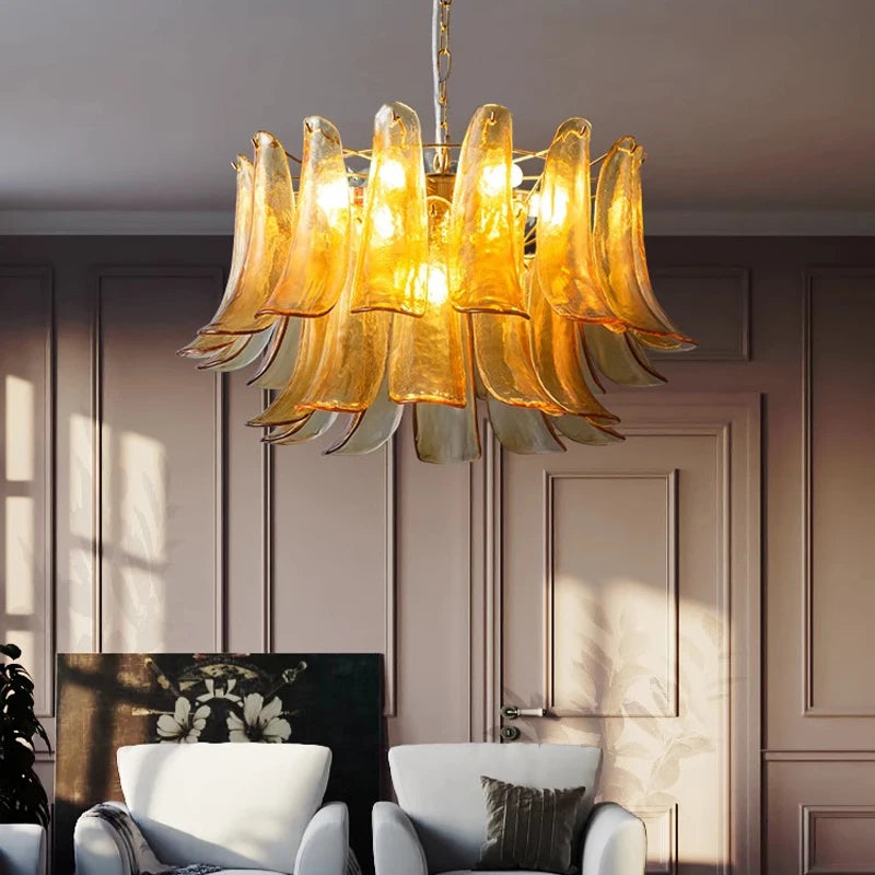 AiPaiTe lustre en verre LED scandinave pour salon salle à manger chambre lustre en verre ambre vintage américain - vue 4 sur 14