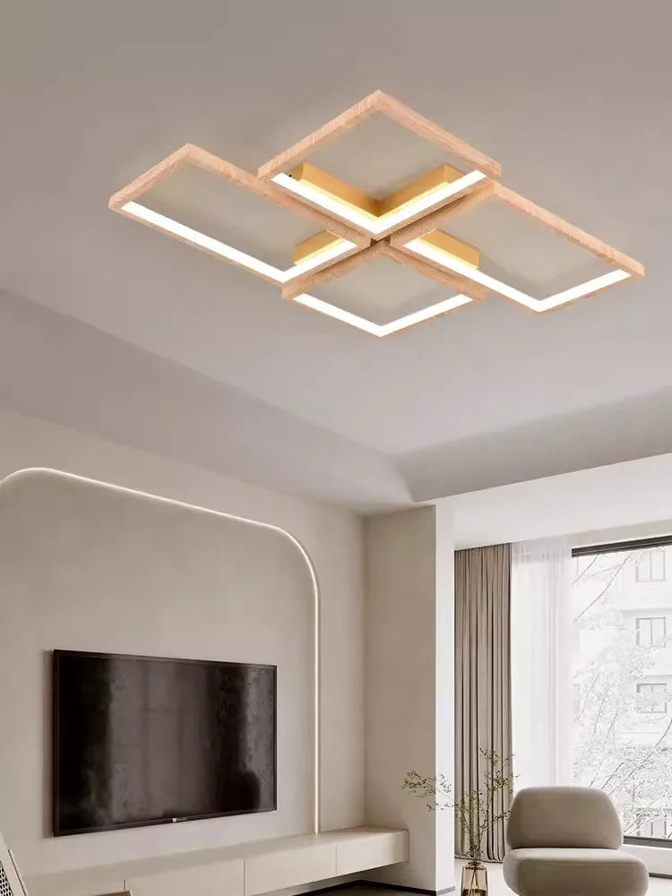 LED-Deckenleuchte modernes Design aus Metall und Holz elegant - vue 3 sur 10