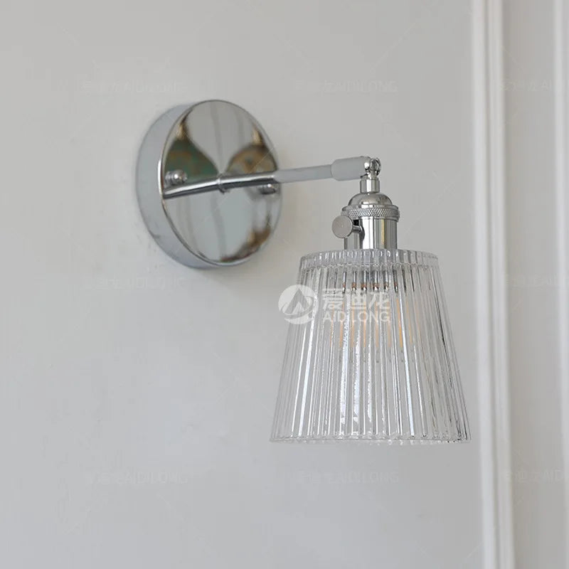 applique murale en verre et fer chromé design contemporain avec bras réglable - vue 7 sur 9