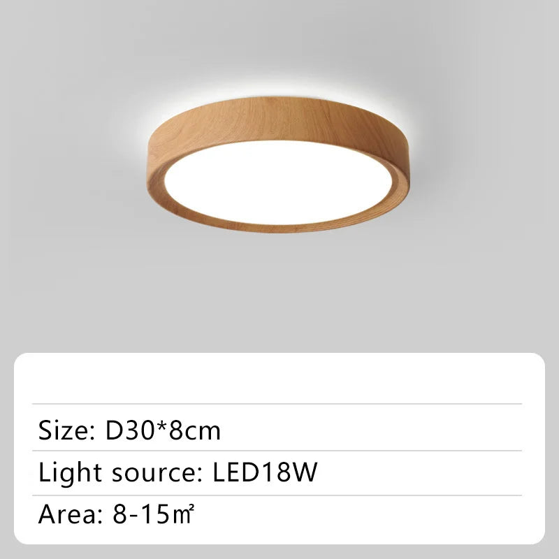 Runde LED-Deckenleuchte aus Holz für dekorative Innenbeleuchtung