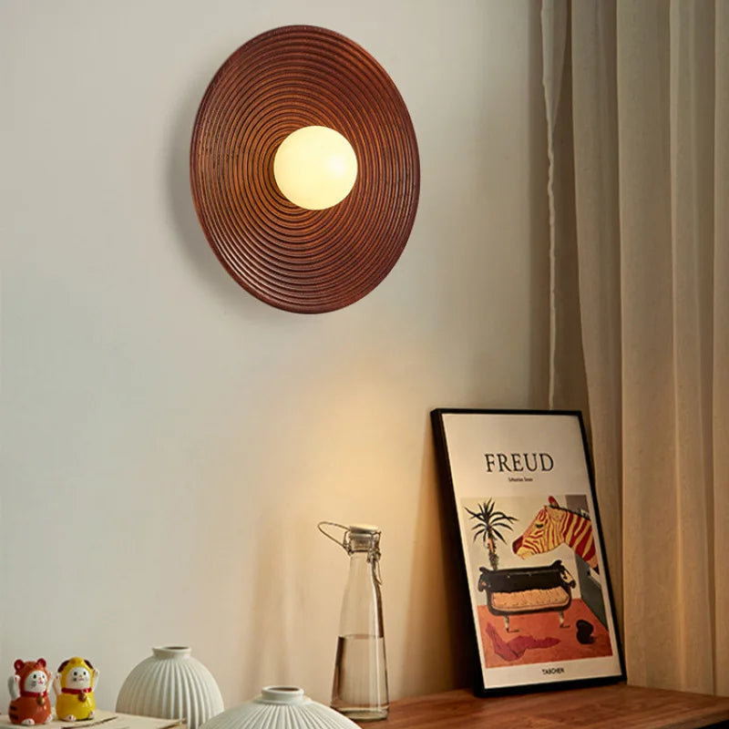 Applique murale japonaise rétro en bois - vue 6 sur 8
