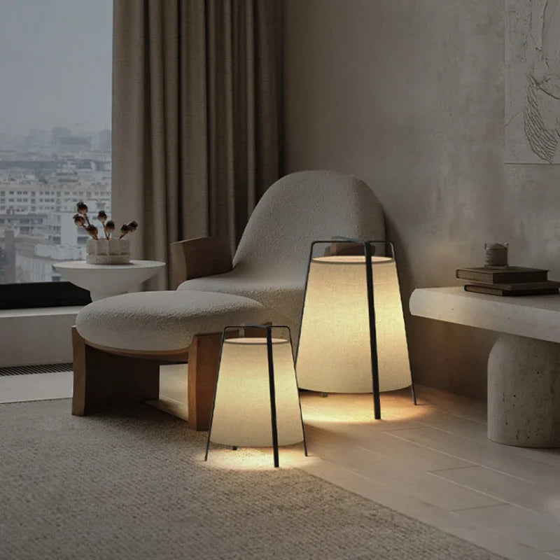 lampadaire japonais en tissu rétro pour décoration intérieure