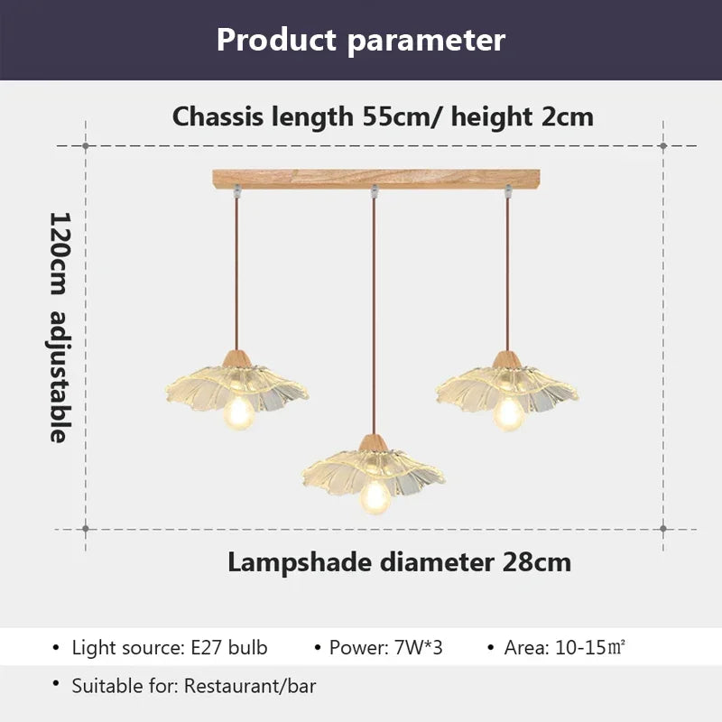 suspension en bois et verre au design nordique rétro décoratif - vue 5 sur 13