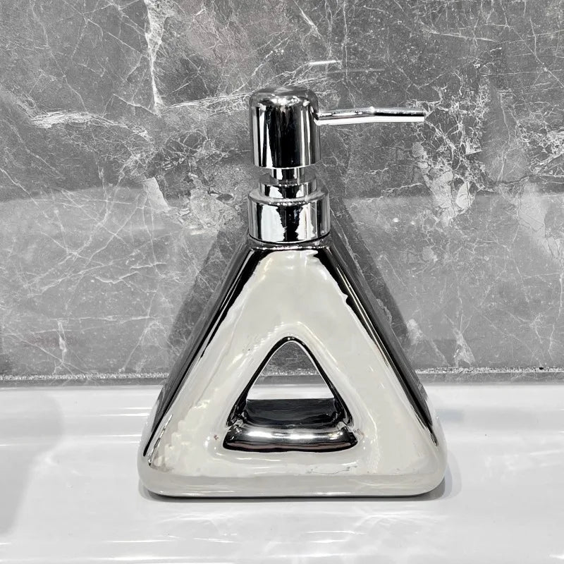 distributeur de savon céramique abstrait design pratique pour salle de bain - vue 6 sur 10