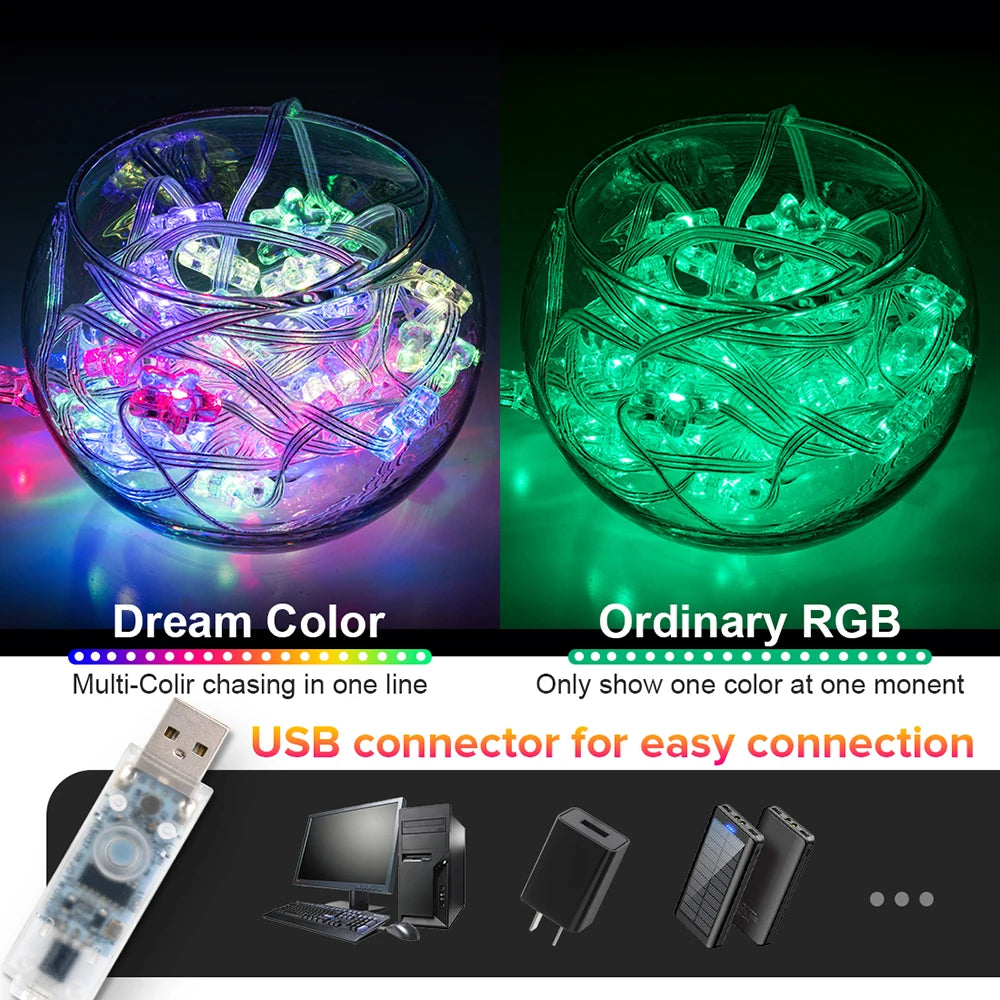 guirlande lumineuse usb ws2812b décorative pour fêtes et anniversaires - vue 4 sur 11