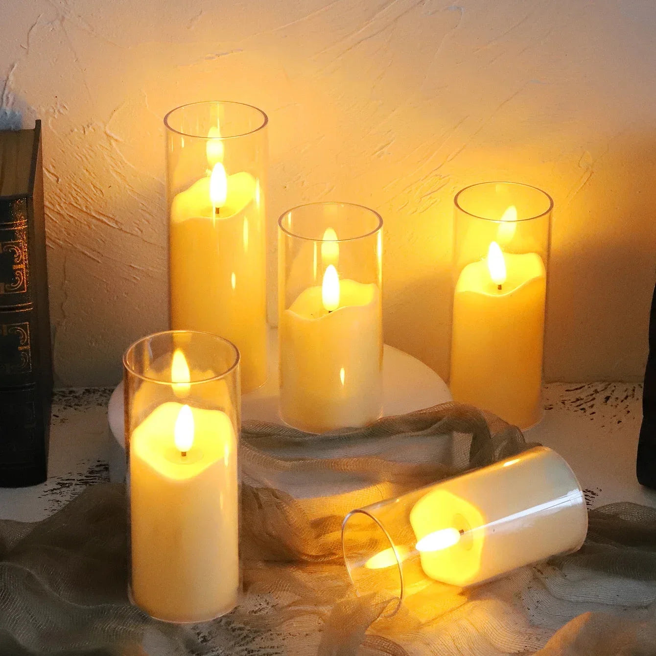 lot de 6 bougies LED en verre acrylique pour mariage et Noël - vue 5 sur 9