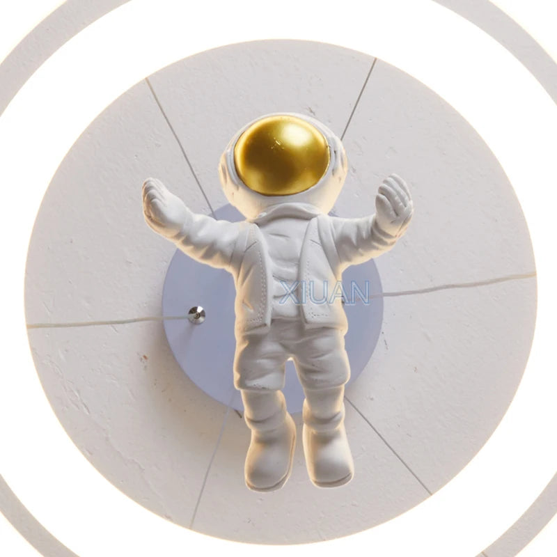 Creative Children's Room Pendant Lamps 360 Degree Lighting Annular Sconces Unicorn Astronaut Bedroom Hanging Light Pink Blue - vue 7 sur 9
