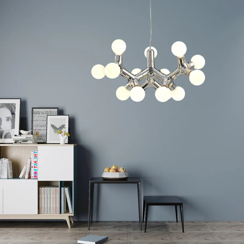 lustre design moléculaire nordique italien 	 2023 villa - vue 4 sur 6