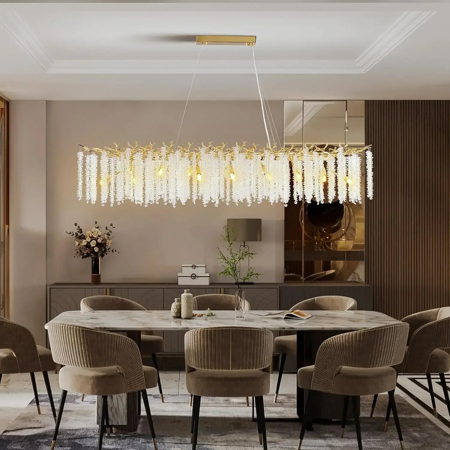 lustre à pampilles en cristal pour éclairage intérieur à LED - vue 3 sur 16