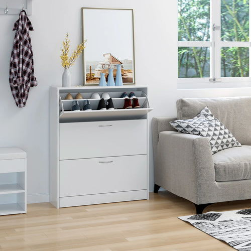 Getone Shoe Cabinet with 3 Doors, Shoe Storage Cupboard, White Shoe Rack Space Saving for Hallway 110x80x23.5cm - vue 3 sur 6