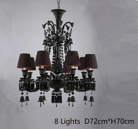 lustre en cristal noir européen avec lampe à bougie à led - vue 13 sur 16