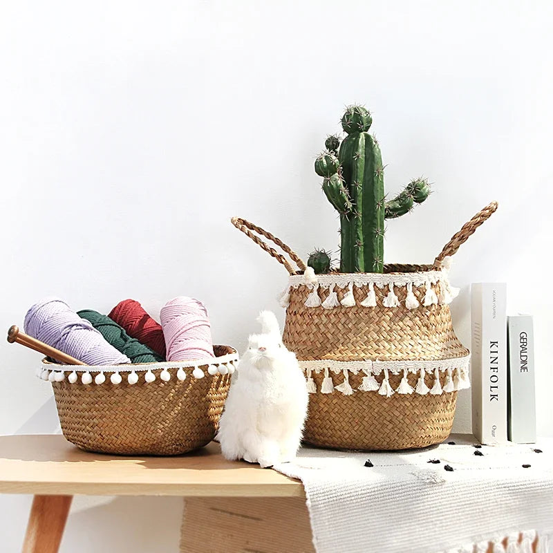 paniers de rangement en bambou pliables pour jardin et pot de fleurs - vue 4 sur 11