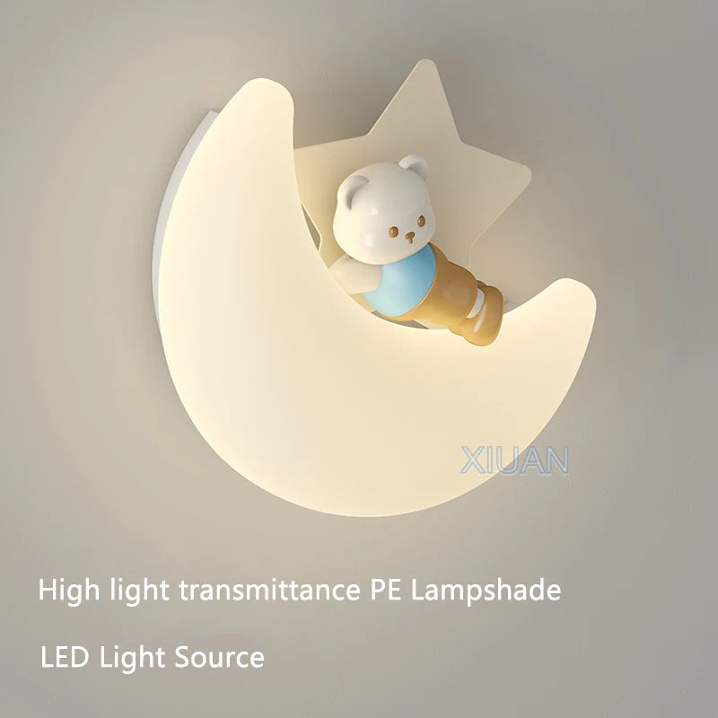 applique murale romantique lune ange ours fille enfant - vue 7 sur 11