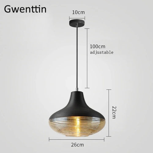 Vintage-Pendelleuchter aus gestreiftem Glas für die Innendekoration